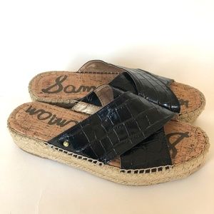 Sam Edelman Natty Black Leather Platform Sandals